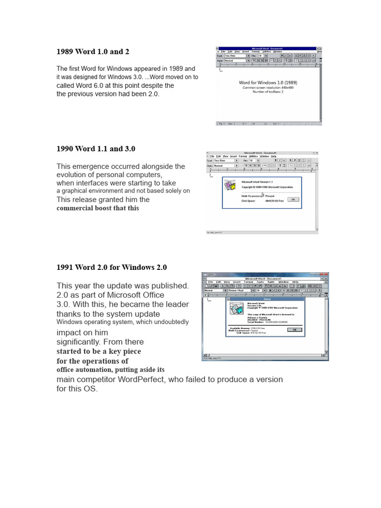 Evolution of Microsoft Word Versions | PDF | Microsoft Word | Microsoft ...