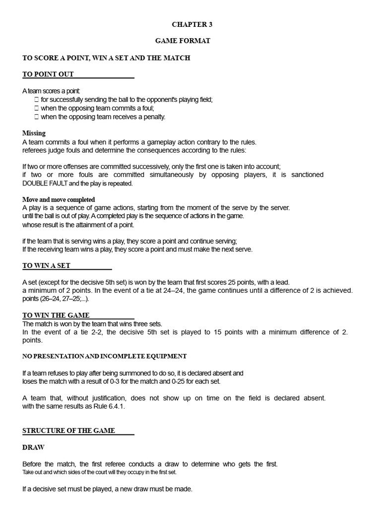 Volleyball Game Format and Rules | PDF | Ball Games | Sports