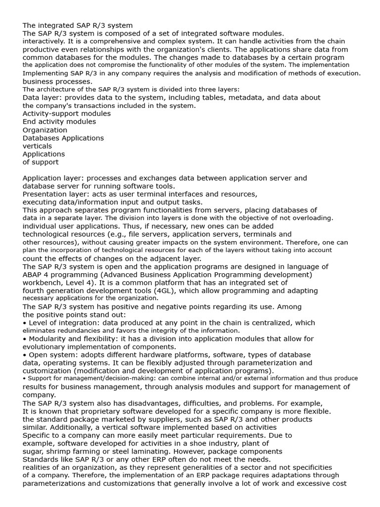 Overview of SAP R/3 System Architecture | PDF | Databases | Enterprise ...
