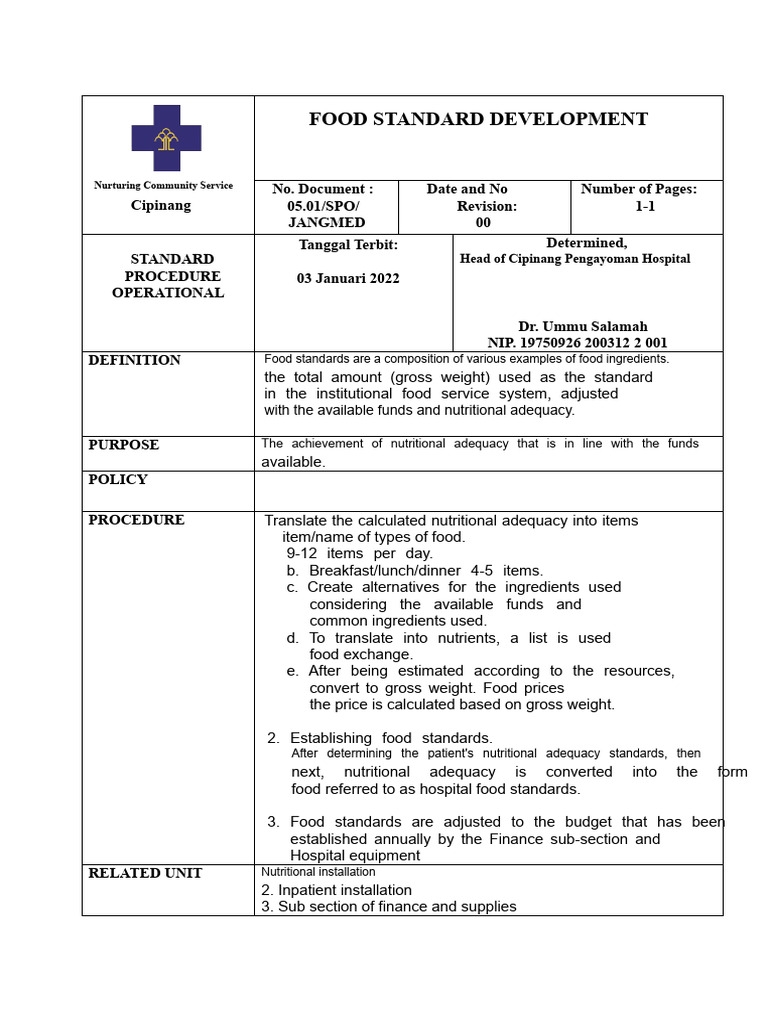 Hospital Nutrition SPO | PDF | Waste | Cooking