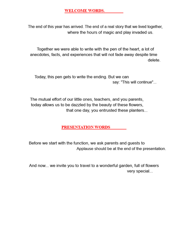 Welcome Words | PDF