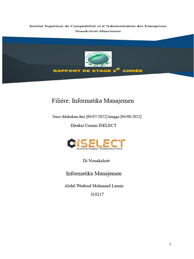 Magang Informatika Manajemen di ISELECT | PDF