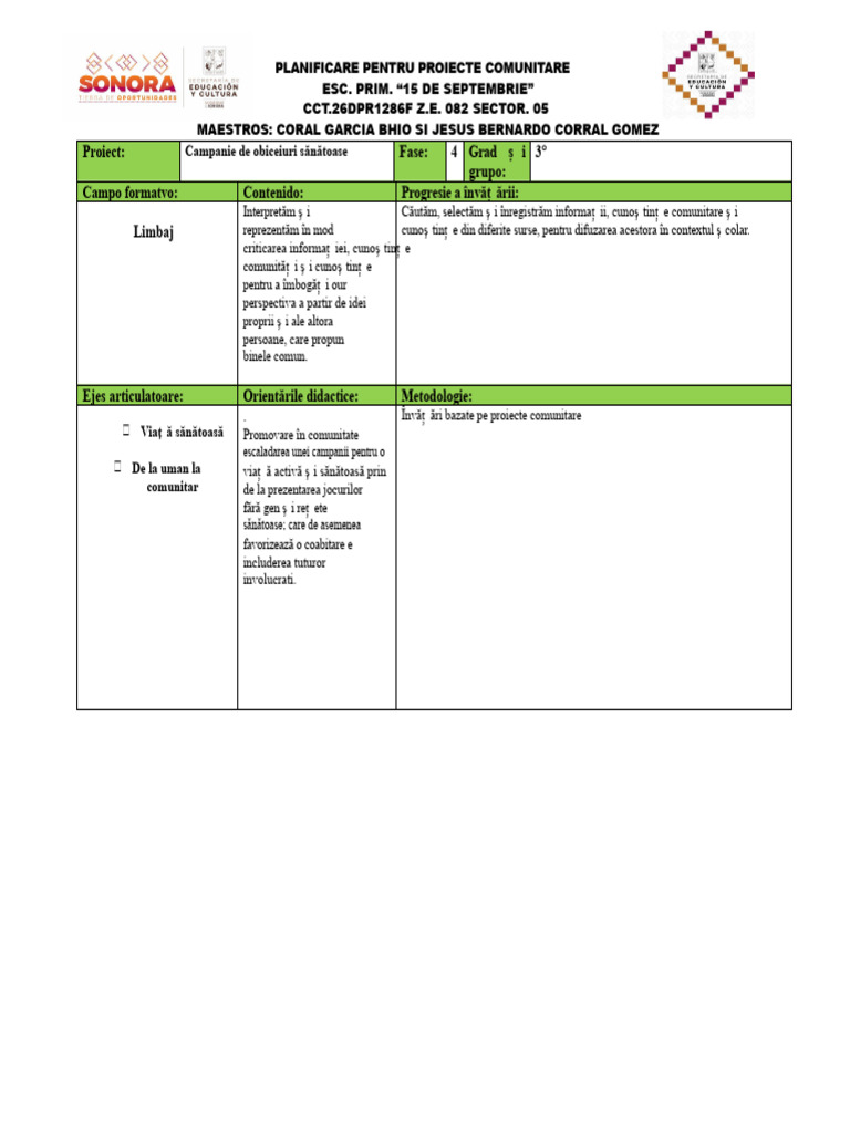 3RO PLANIFICARE PE PROIECTE Clasa A Treia | PDF