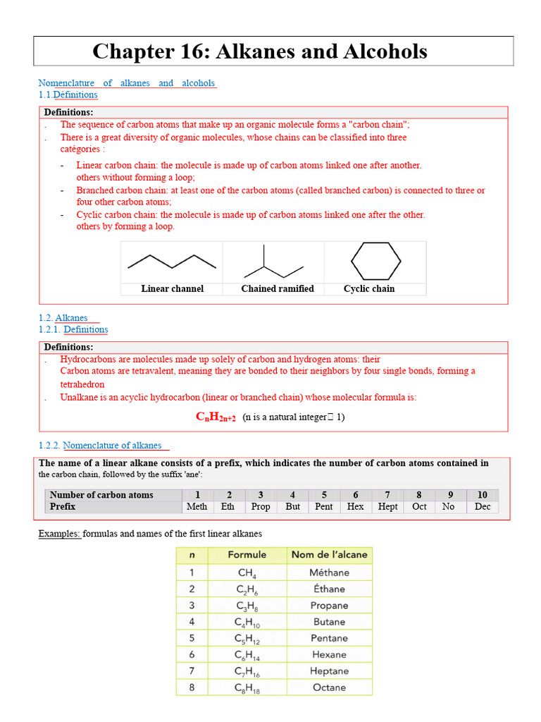 Alkanes and Alcohols: Nomenclature Guide | PDF | Alkane | Liquids