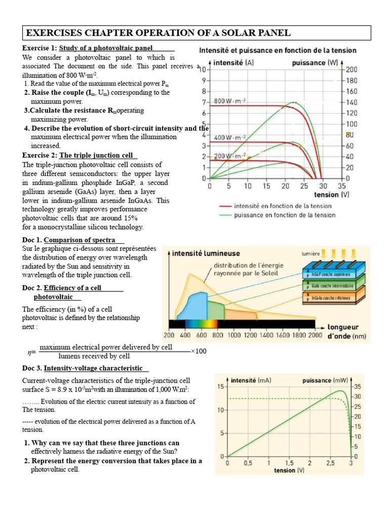 TES ch2 Exercises Solar Panel | PDF | Solar Cell | Photovoltaics