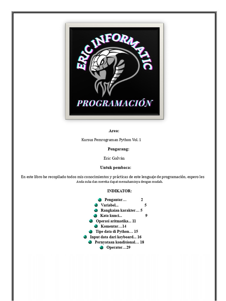 Kursus Pemrograman Python Dasar | PDF