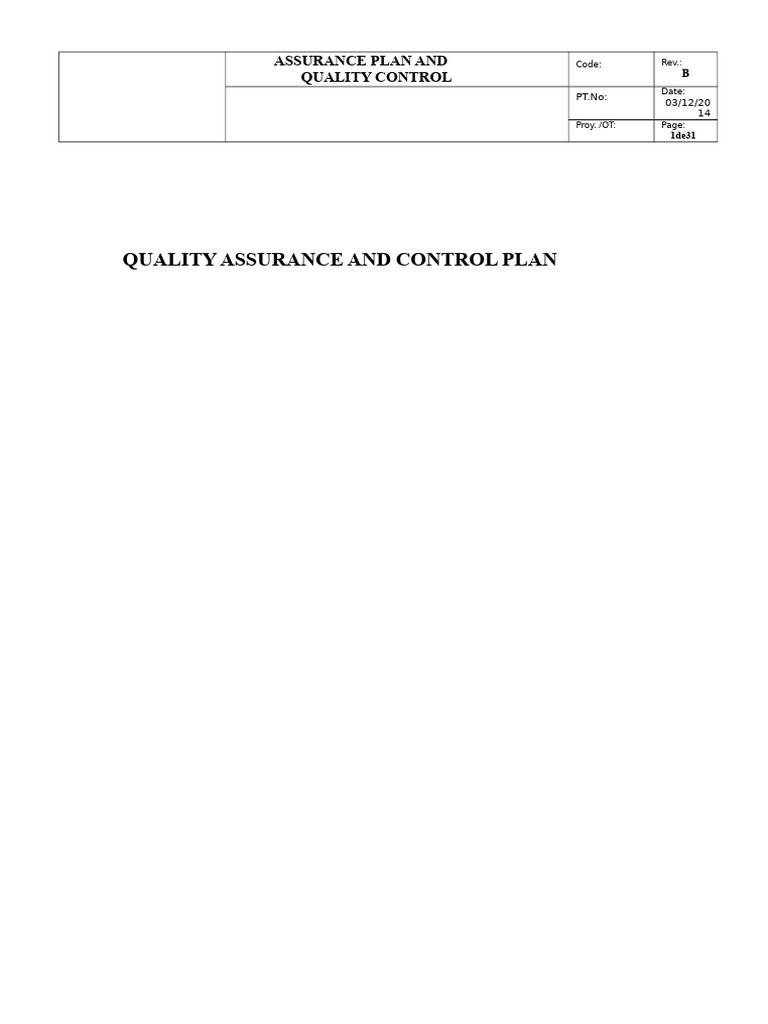 Quality Assurance and Control Plan | PDF | Quality Assurance | Concrete