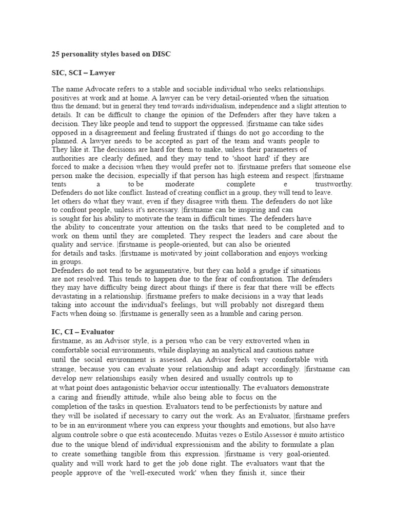 25 personality styles based on DISC | PDF | Extraversion And ...