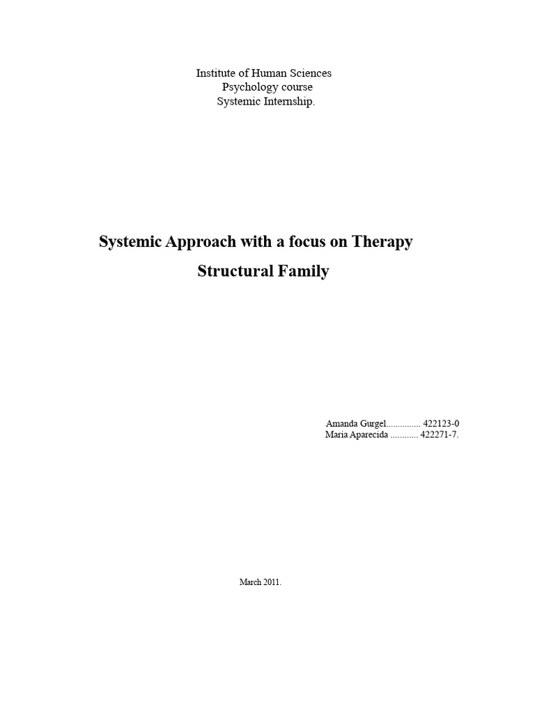 Structural Family Therapy Overview | PDF | Psychotherapy ...