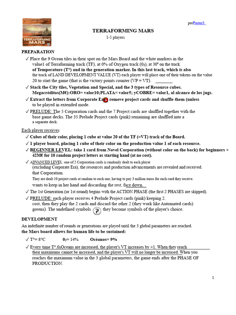 Terraforming Mars - Express Rules 220813 133515 | PDF
