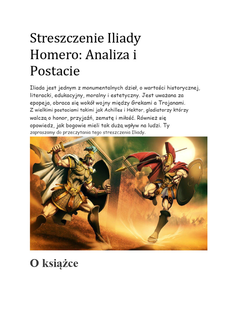 Streszczenie Iliady Homera. | PDF
