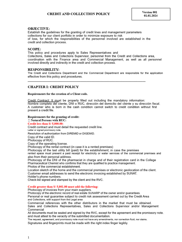 Credit and Collection Policy Guidelines | PDF | Guarantee | Banks