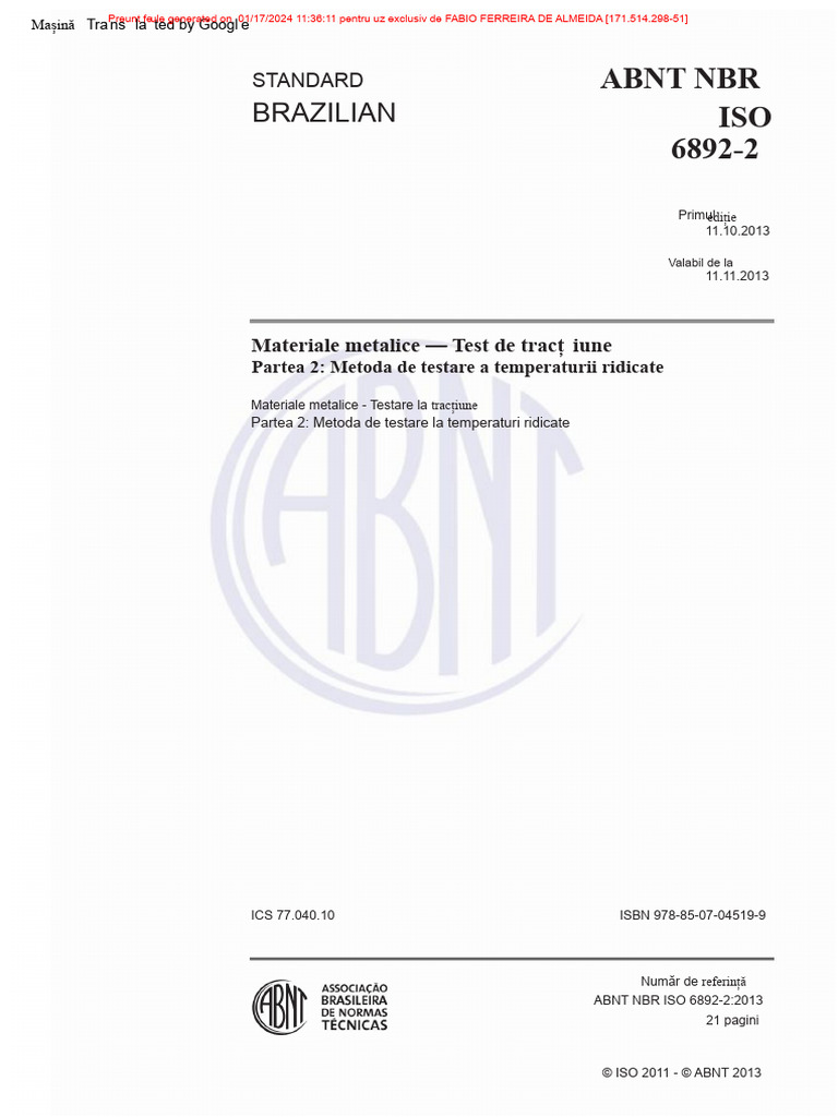 Nr. ISO 6892-2 Engleză | PDF