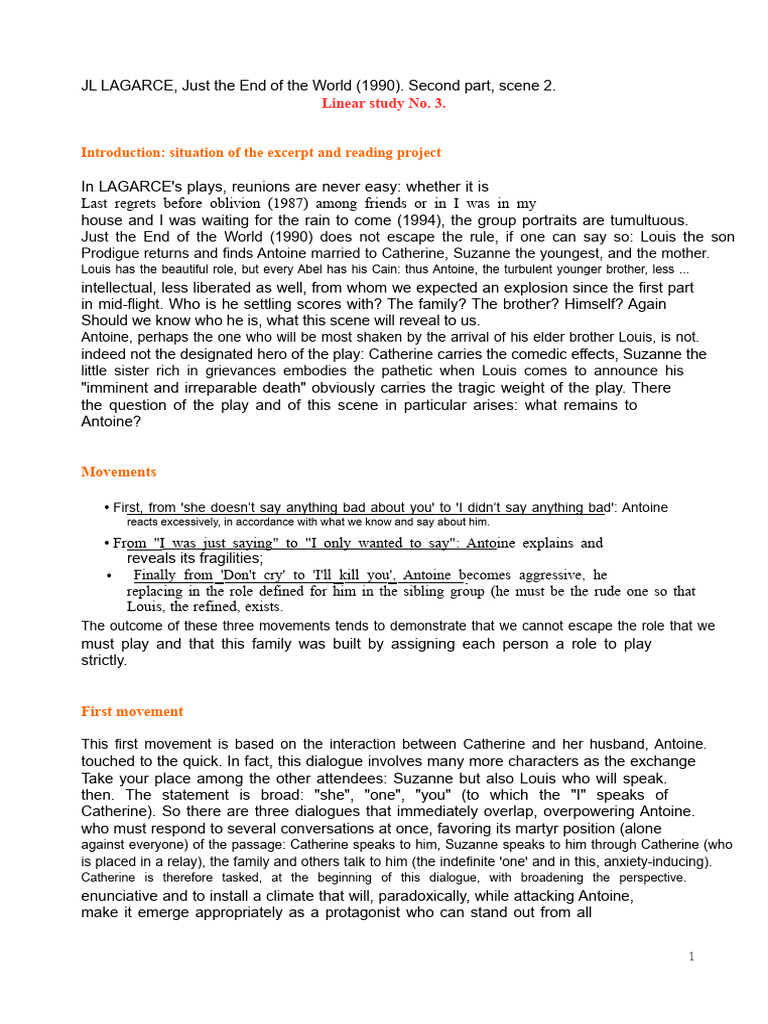 Linear Reading LAGARCE - Antoine | PDF | Verb | Linguistics
