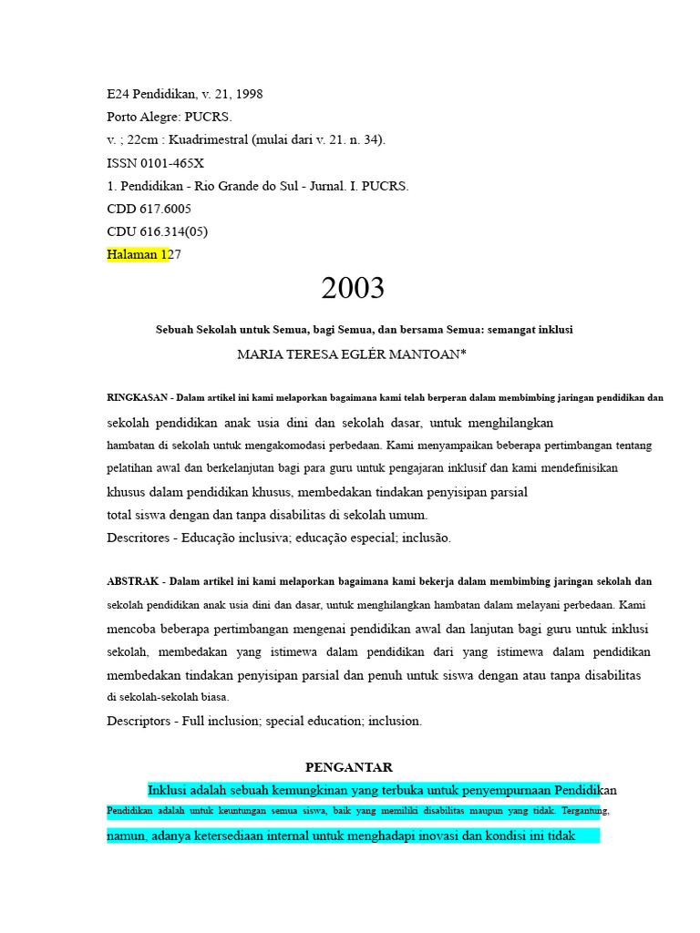 Inklusi Pendidikan di Sekolah Dasar | PDF