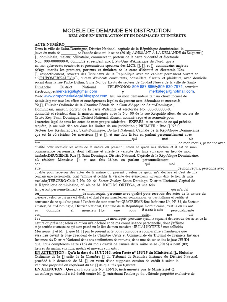Demande de distraction et dommages-intérêts | PDF | Justice | Crime et ...