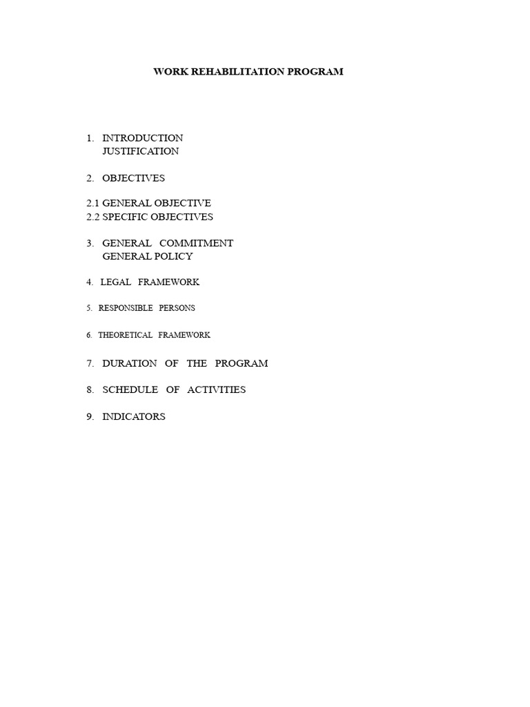 Work Rehabilitation Program Overview | PDF | Occupational Safety And ...