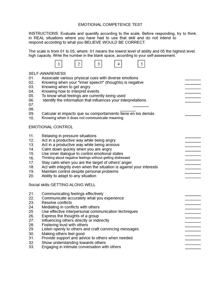 Emotional Competence Self-Assessment Test | PDF | Empathy | Feeling