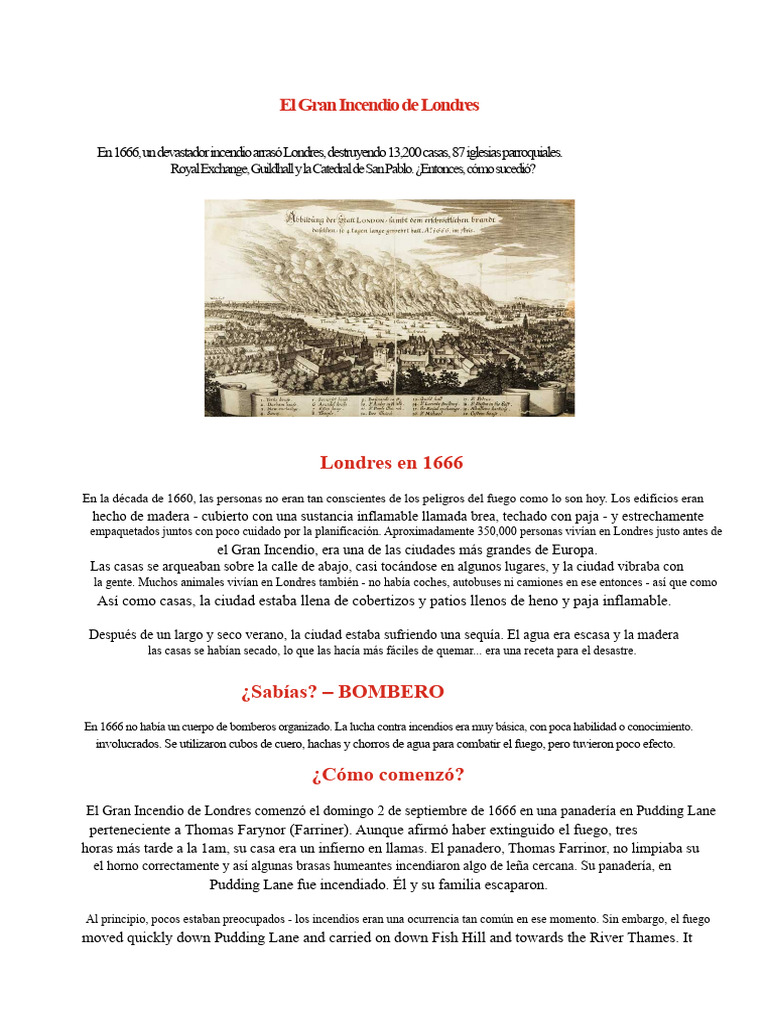 El Gran Incendio de Londres: Causas y Consecuencias | PDF | Incendios