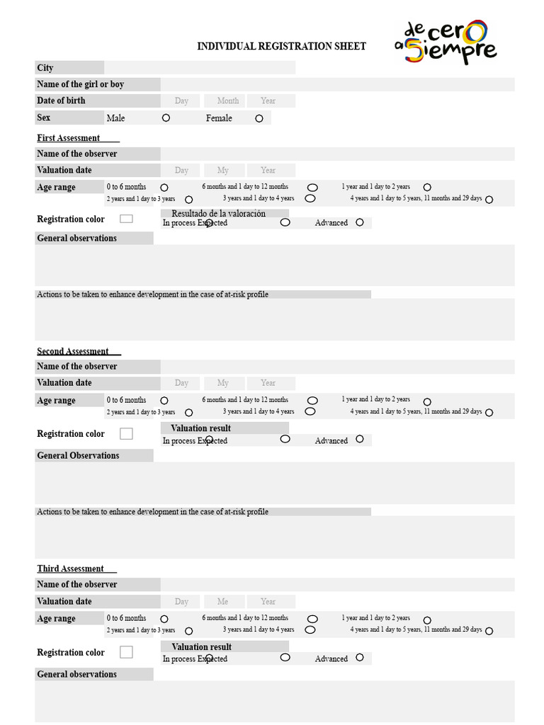 Individual Child Assessment Registration | PDF