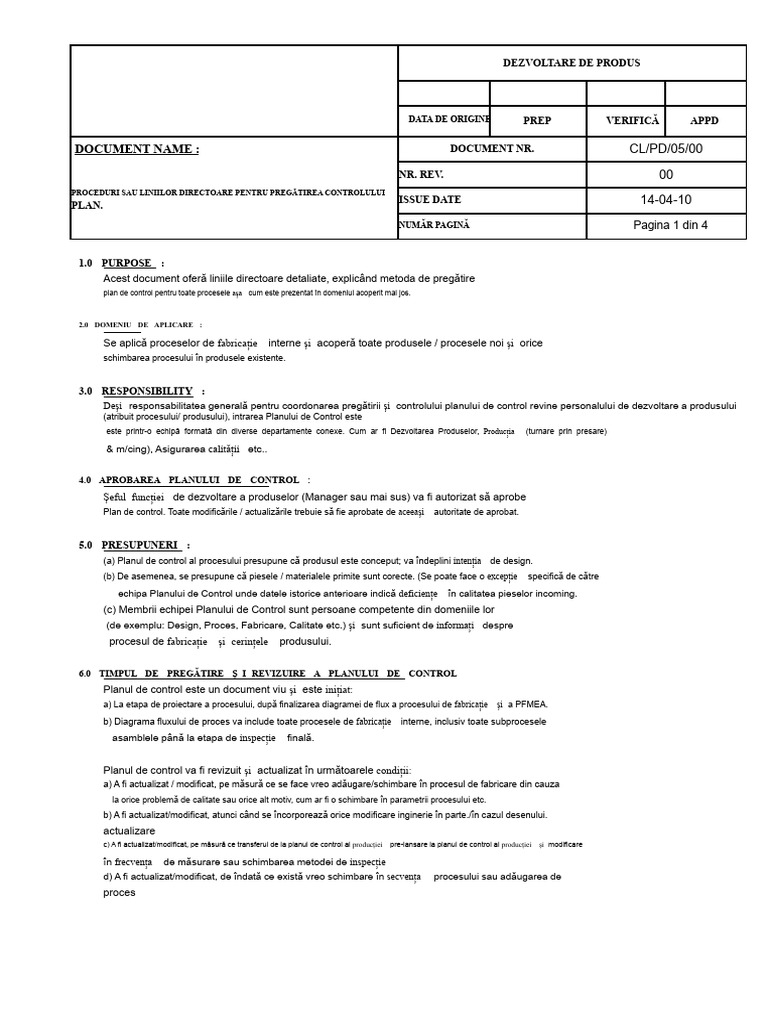 Linii Directoare Pentru Planul de Control | PDF