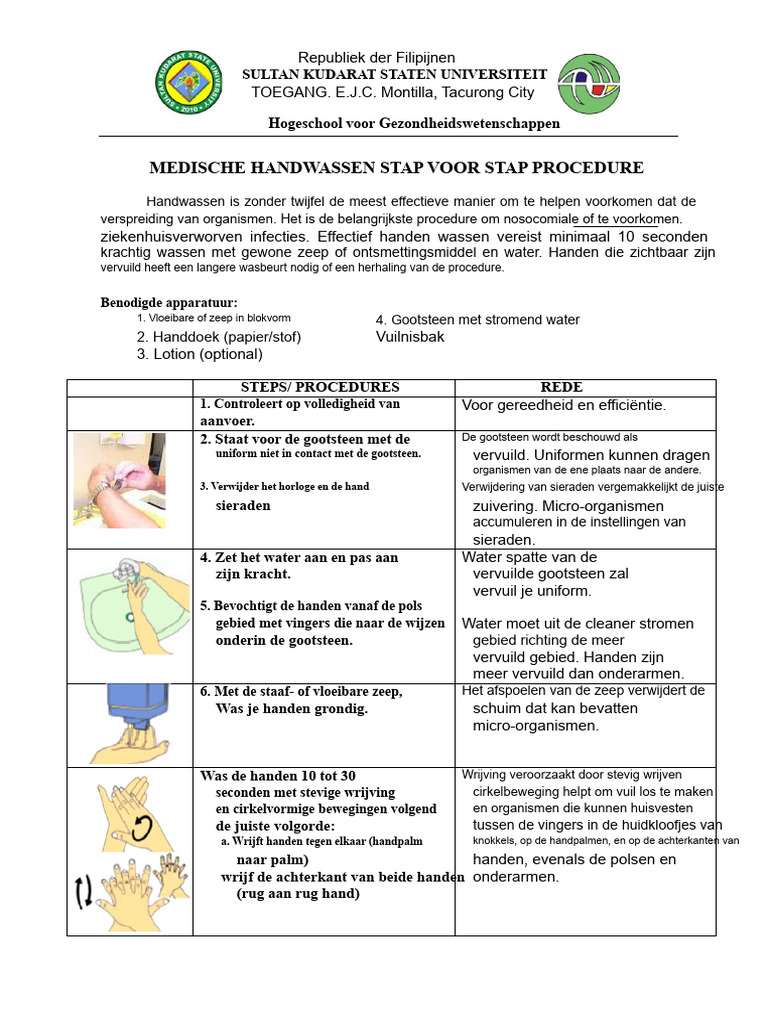 Medische Handwassen - Stap Voor Stap Procedure Checklist | PDF
