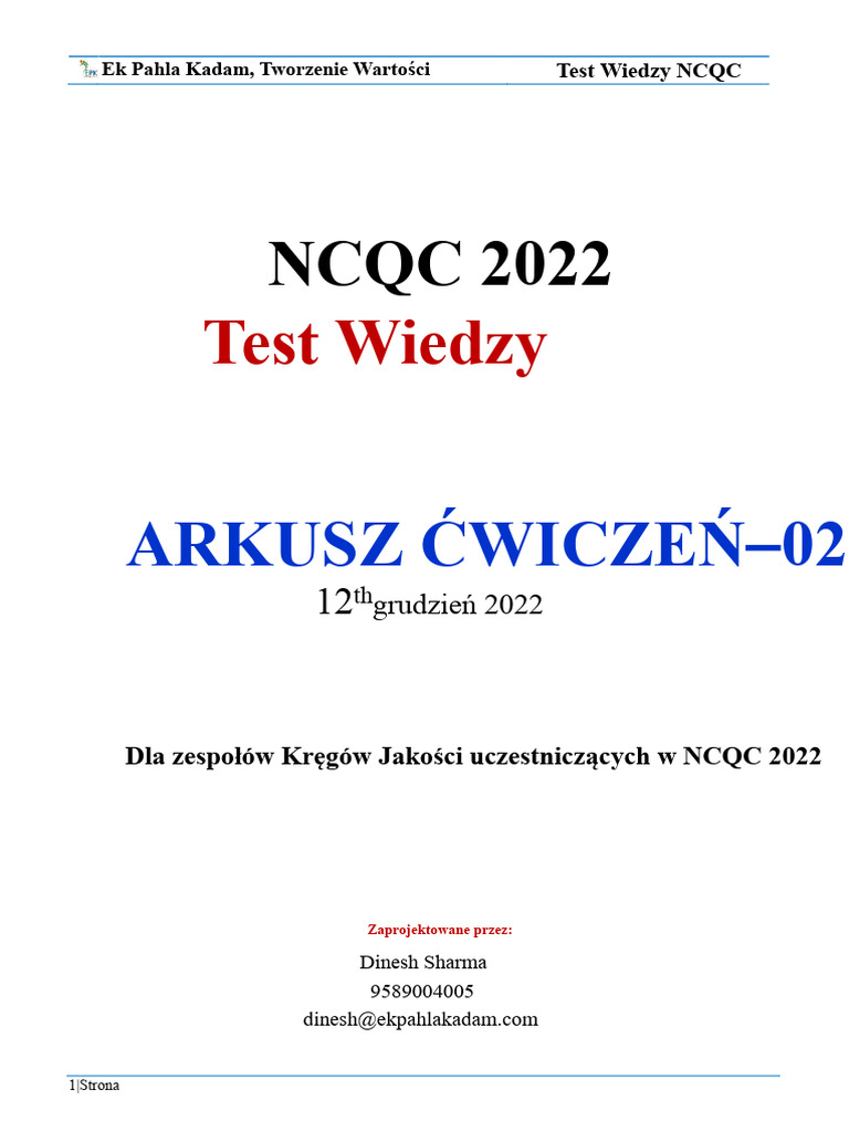 02 - QC - NCQC KT Przykładowy Arkusz 02 - 12-Grud-2 | PDF