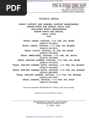 tm9 2320 289 34p | PDF | Steering | Internal Combustion Engine