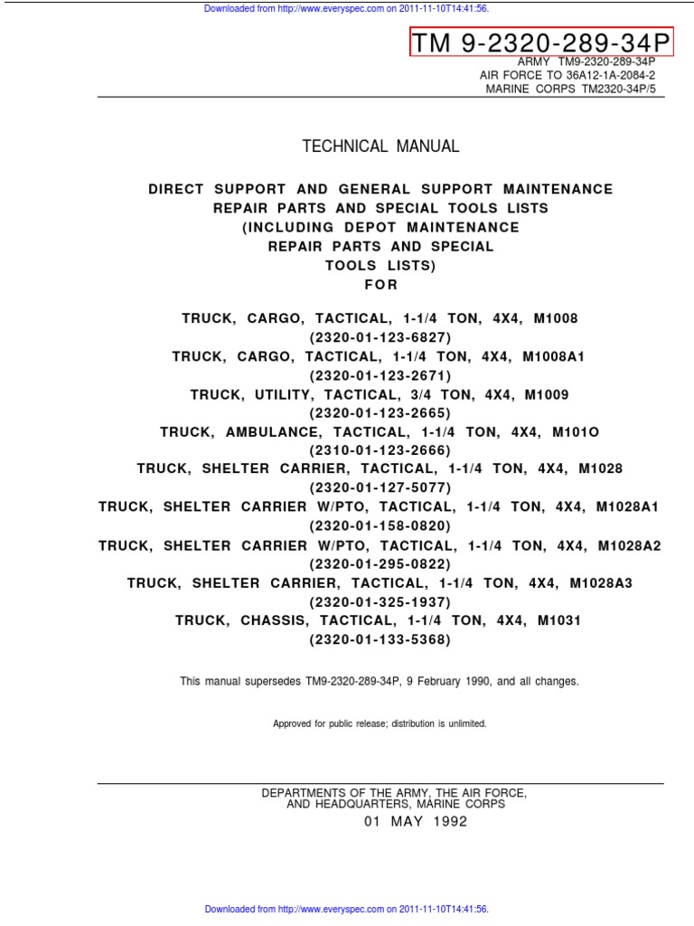 tm9 2320 289 34p | PDF | Steering | Internal Combustion Engine
