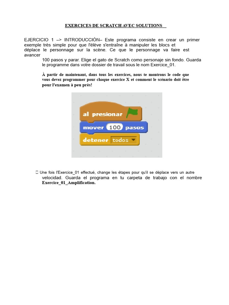 Exercices Scratch avec Solutions Complètes | PDF
