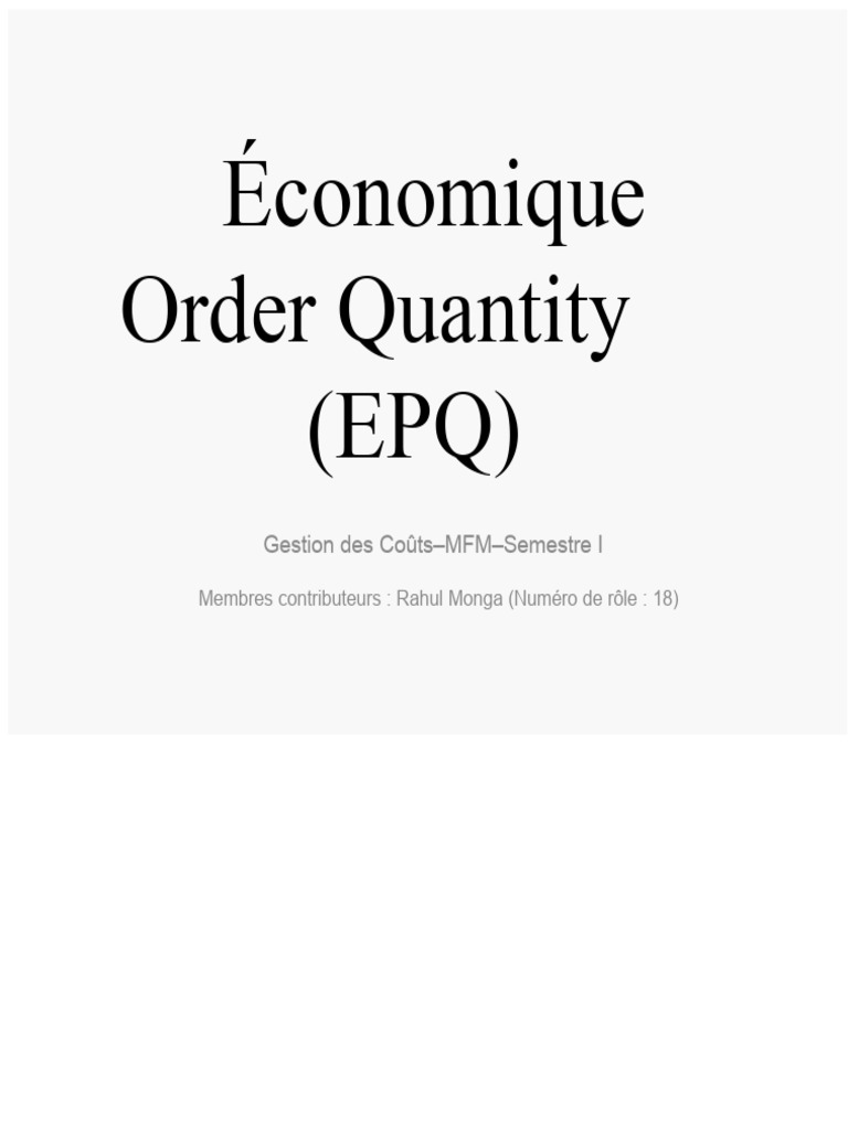 Quantité Économique de Commande (EOQ) | PDF | Inventaire