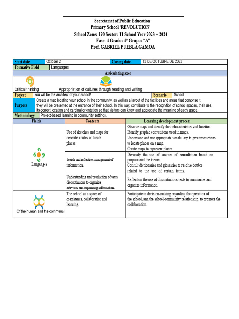 4th Grade Planning You Will Be The Architect of Your School | PDF | Map ...