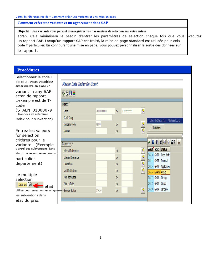Créer une variante et mise en page SAP | PDF | Mise en page | Informatique