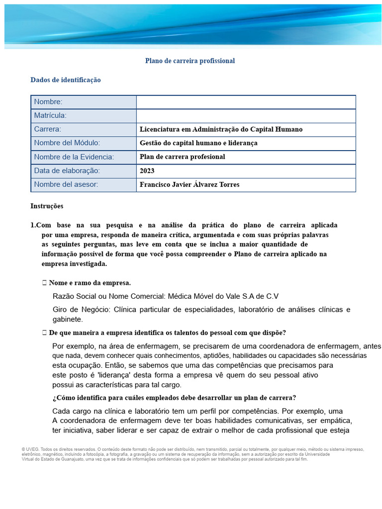 Plano de Carreira em Gestão de Talentos | PDF | Gestão de recursos humanos