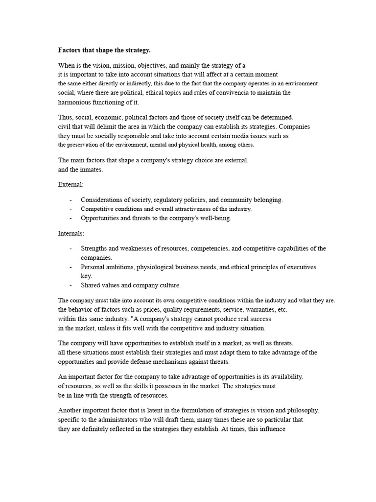 Key Factors Shaping Business Strategy | PDF | Value (Ethics) | Well Being