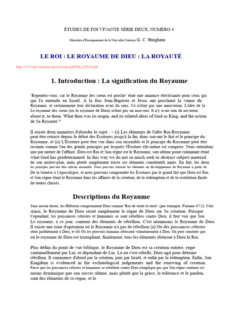 Le Royaume de Dieu : Signification et Royauté | PDF | Messie | Dieu