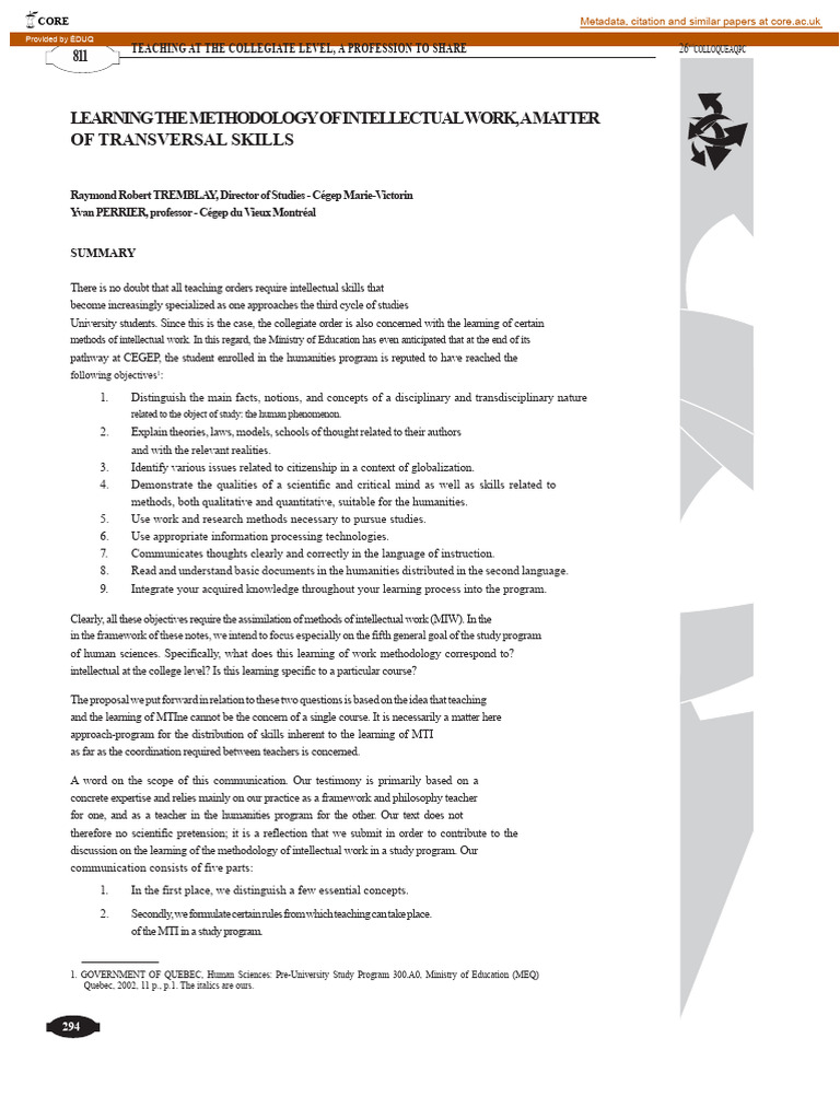 Methodology of Intellectual Work in College | PDF | Methodology ...