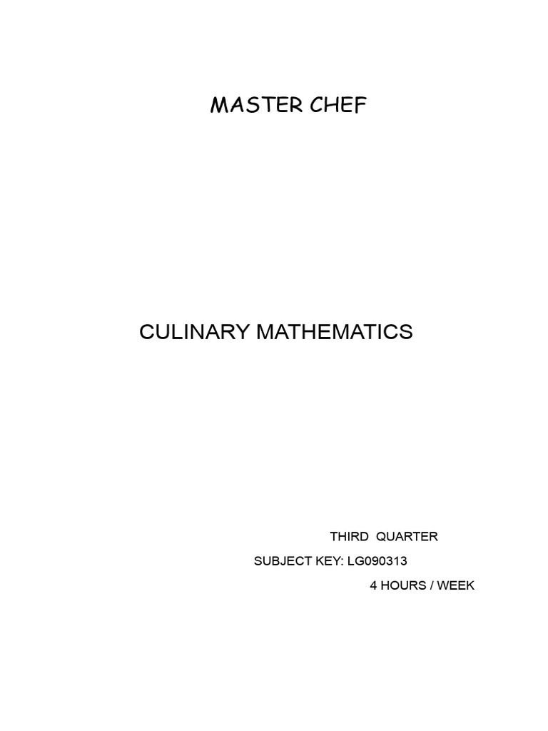Culinary Mathematics Manual Master Chef | PDF | Volt | Mole (Unit)