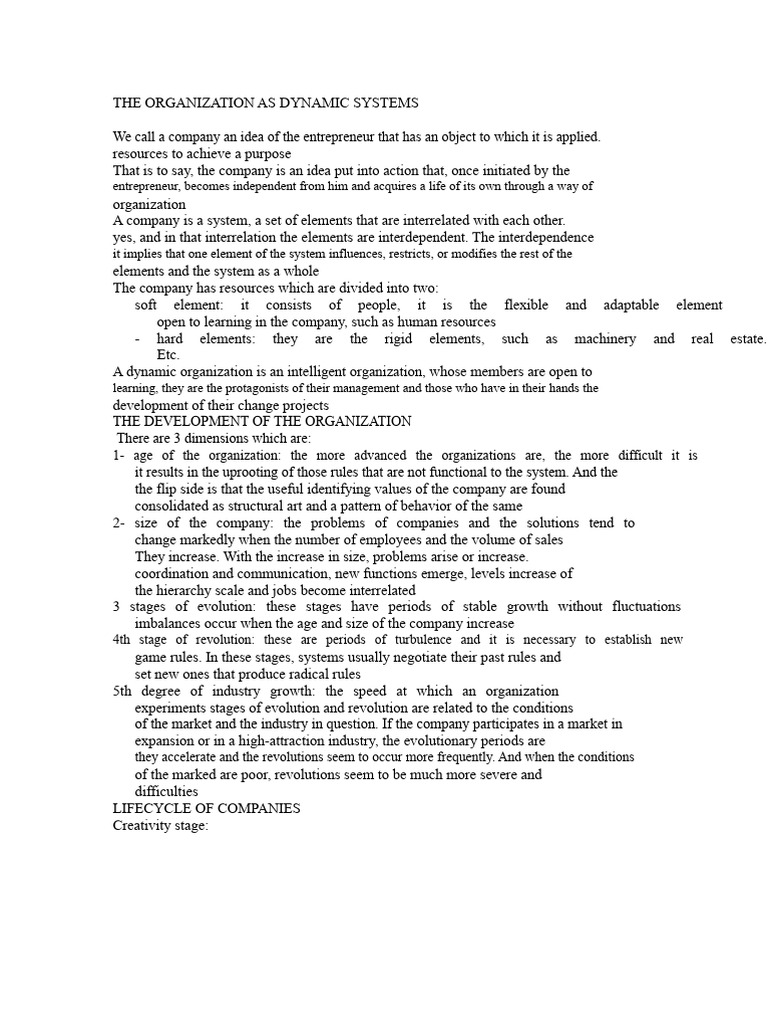 The Organization As Dynamic Systems | PDF | System | Systems Theory