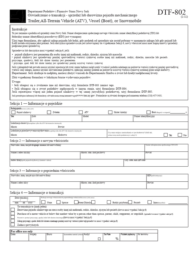 Oświadczenie o Transakcji - DTF802 | PDF