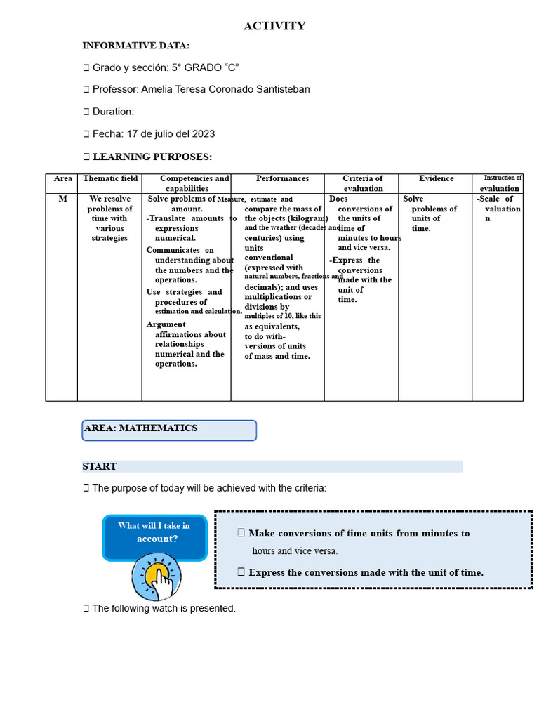 Time Unit Conversion Lesson Plan | PDF | Arithmetic | Mathematics