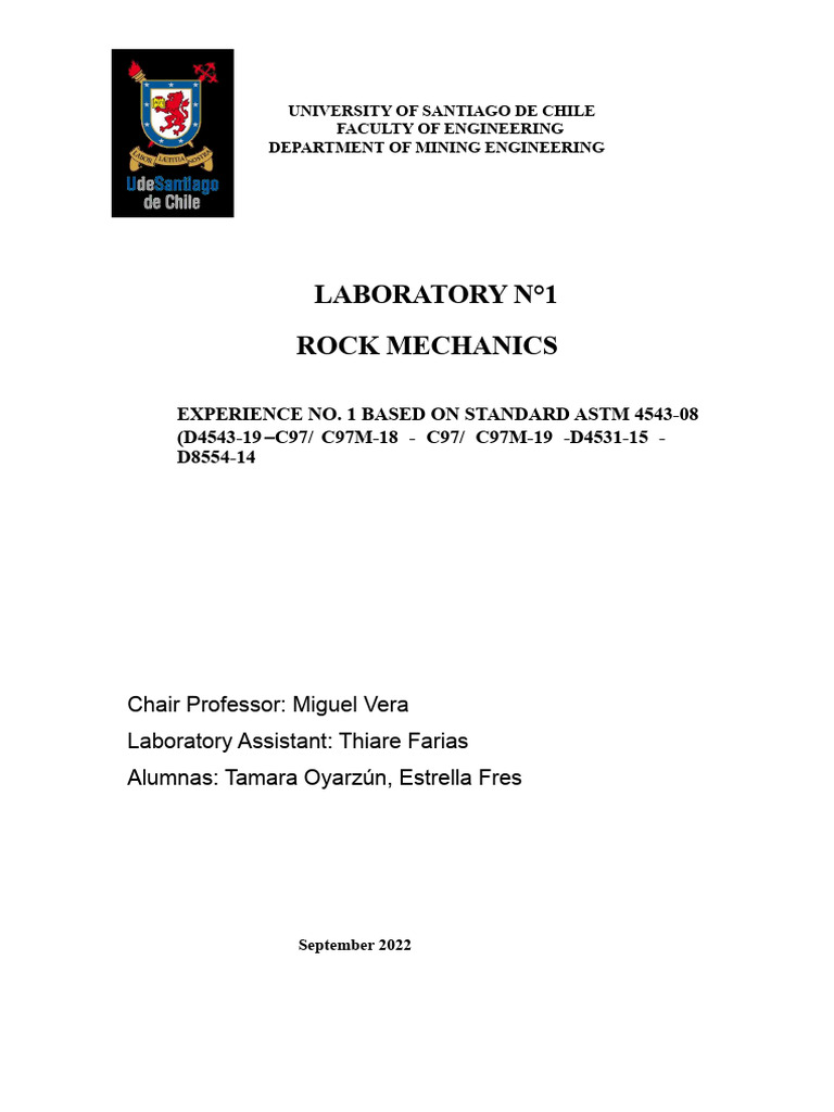 Rock Mechanics Lab Report: ASTM D4543 Compliance | PDF | Engineering ...