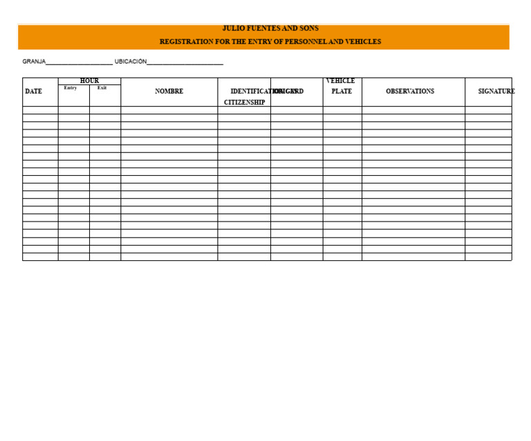 Personnel and Vehicle Entry Form | PDF