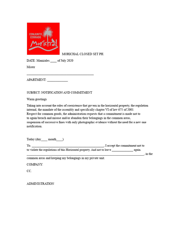 Commitment Act Common Areas MORICHAL CLOSED COMPLEX PH | PDF