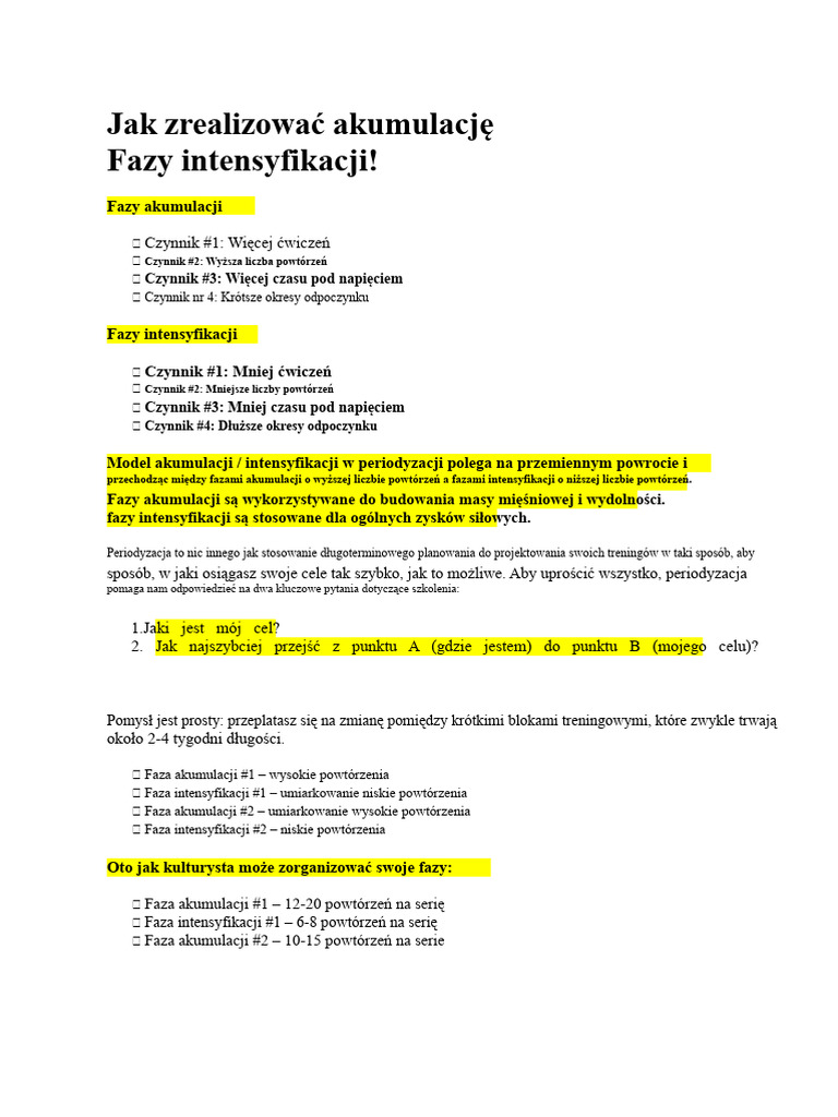 Jak Cyklicznie Przechodzić Przez Fazy Akumulacji I Intensyfikacji | PDF