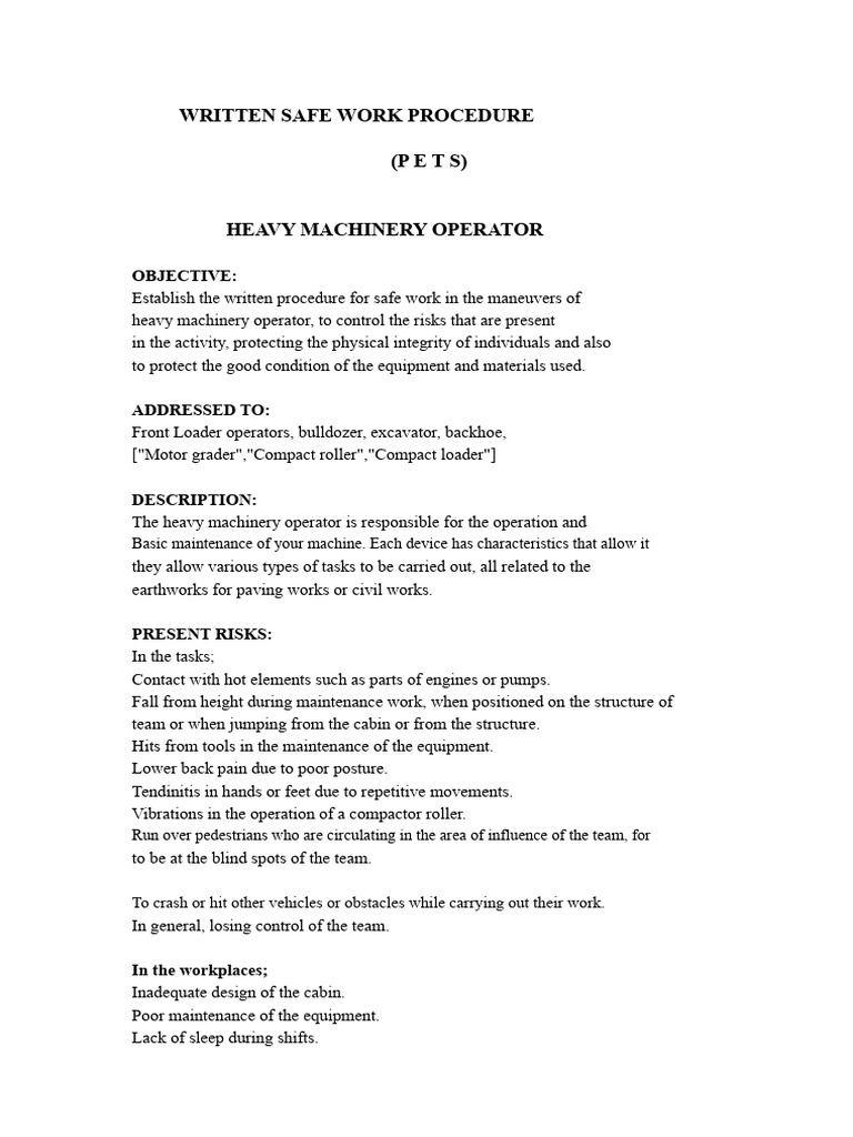 Heavy Machinery Operator | PDF | Heavy Equipment | Loader (Equipment)