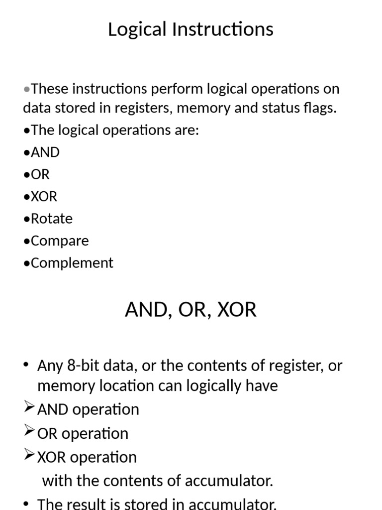 1.9 - Logical Instructions | PDF | Computer Engineering | Computer ...