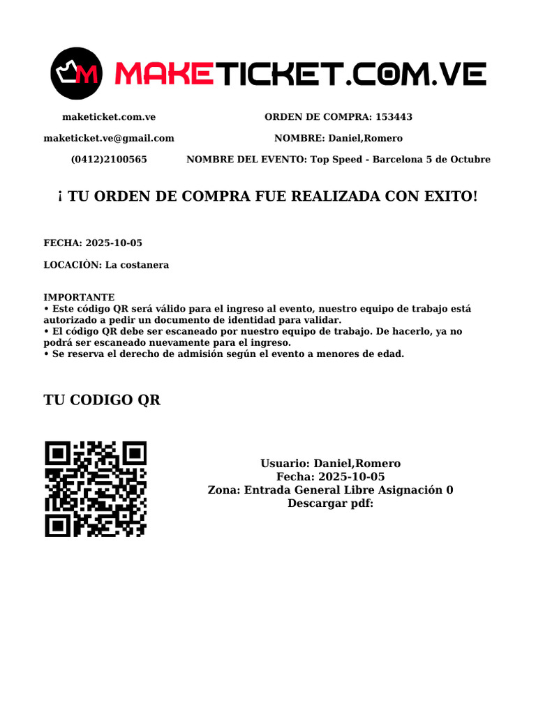 ¡ Tu Orden de Compra Fue Realizada Con Exito! | PDF