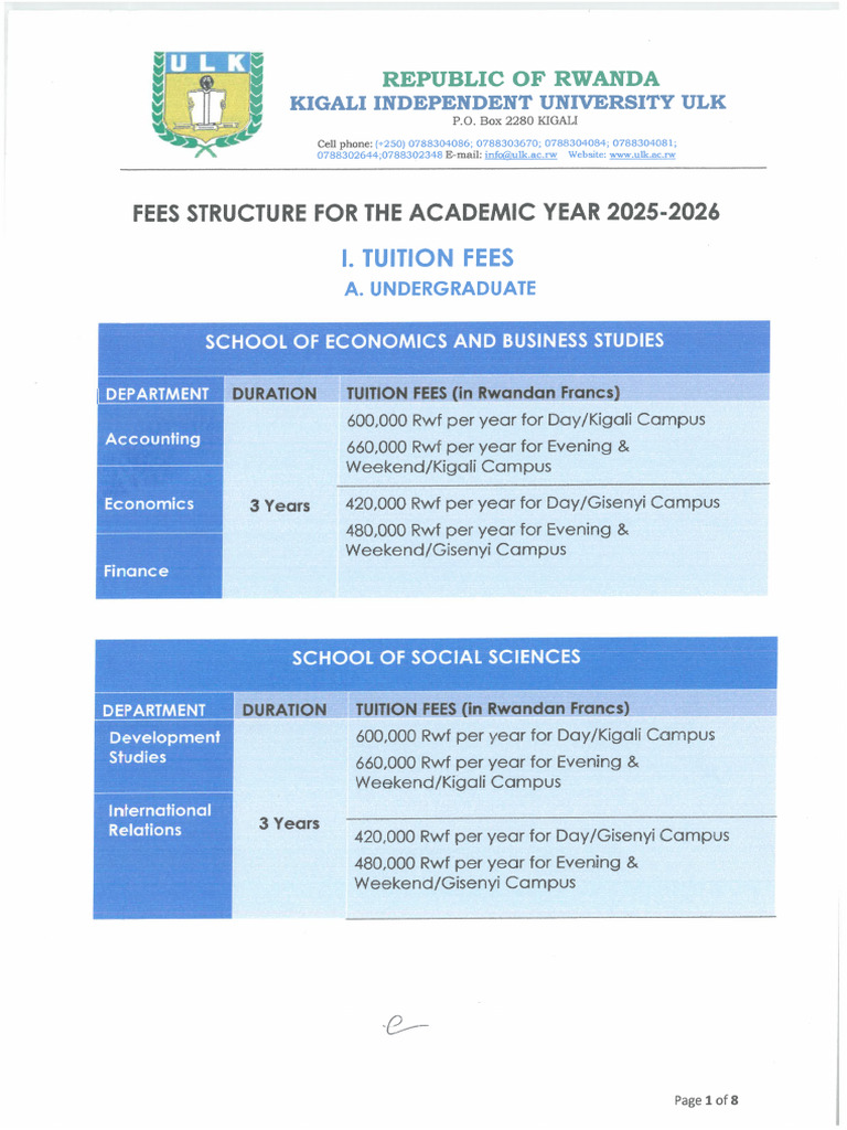Postgraduate Tuition Fees in Rwanda | PDF