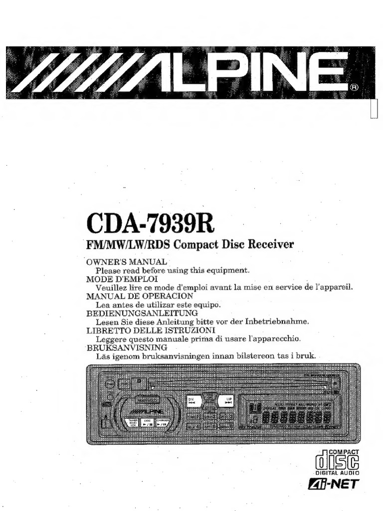 CDA-7939R Compact Disc Receiver Manual | PDF | Equalization (Audio ...